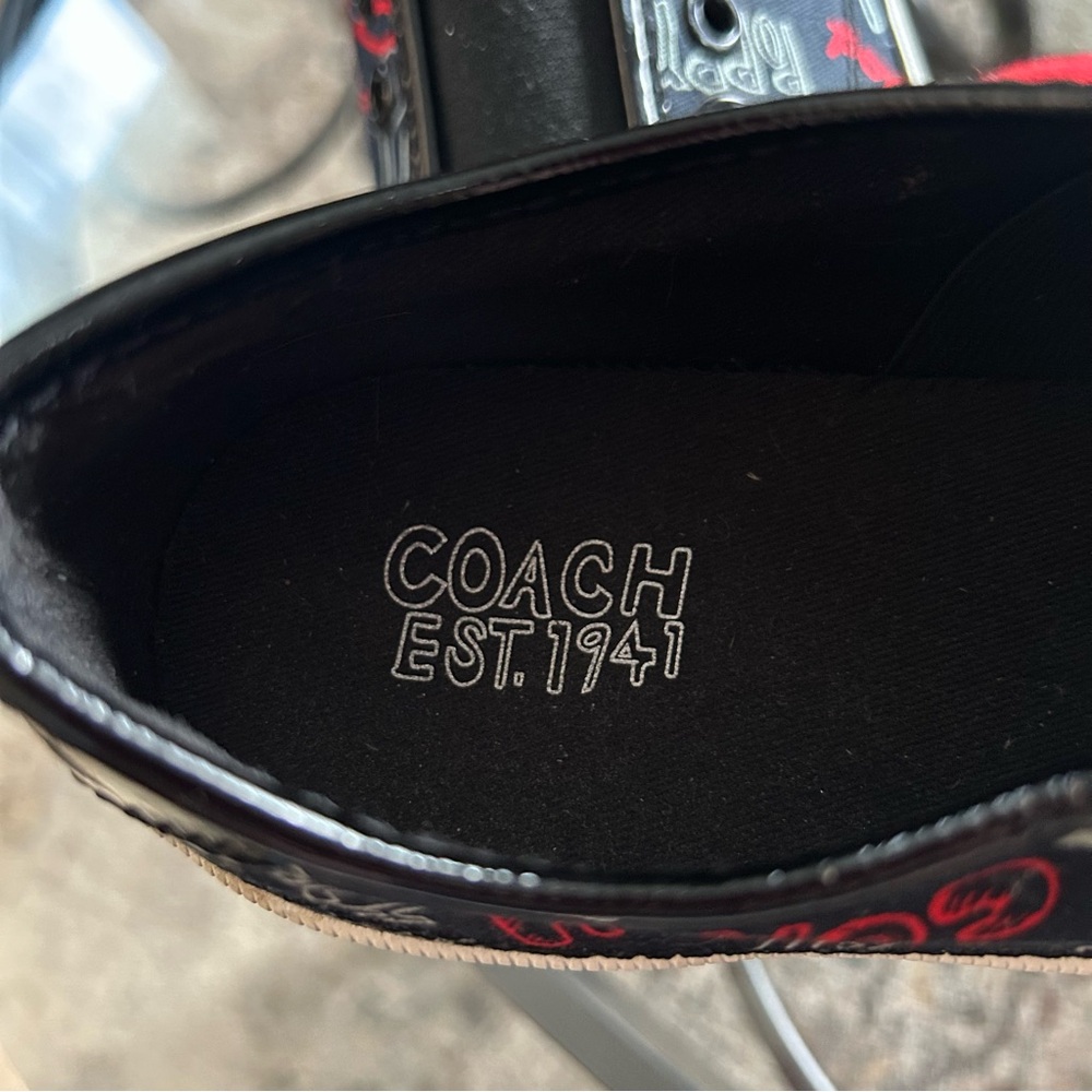 Coach Black Canvas Sneakers with Red and White Pop Heart Graphics - Picture 6 of 6